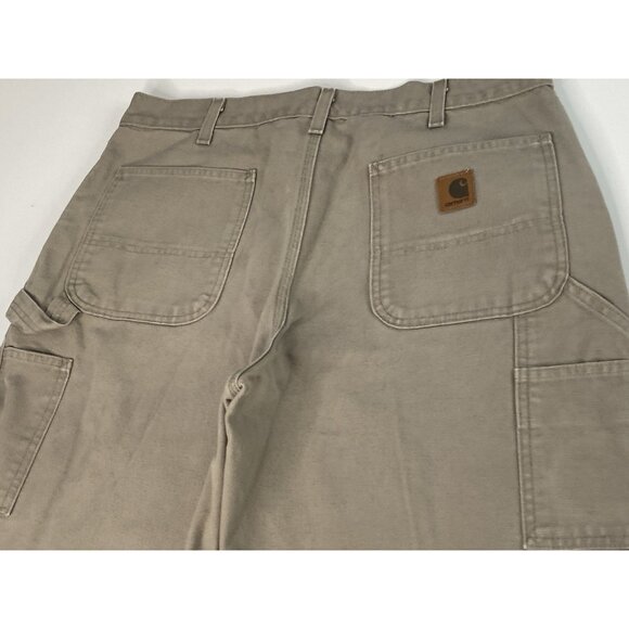 Carhartt Canvas Dungaree Carpenter Work Pants Mens 36x30 Relaxed Desert Duck B11 - Picture 11 of 16